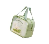 Grand sac de rangement de maquillage avec poignée pour les vacances, les voyages d'affaires, les activités sportives, les designs à accès rapide, planificateur de voyage, Vert, single layer