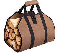 Grand sac de rangement en toile pour bûches, sac de rangement imperméable pour bois de cheminée, cadre intérieur et extérieur pour bûches, support de cire avec bande de rembourrage (marron)