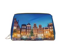 Grand sac de rangement pour cosmétiques imprimé Amsterdam Night View - Portable - Convient pour les voyages et les voyages d'affaires