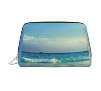 Grand sac de rangement pour cosmétiques imprimé plage au coucher du soleil - Sac de rangement portable adapté pour les voyages et les voyages d'affaires