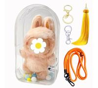 Grand sac de rangement transparent pour Labubu The Monsters, étui de protection souple portable pour poupées Pop Mart, imperméable, avec porte-clés amovible, fermeture éclair et plus encore, ensemble