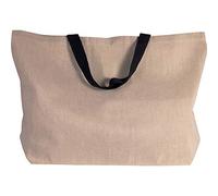 Grand sac de shopping en toile de jute en coton mélangé XXL et sac de shopping pour la plage, les loisirs, les courses ou le sport. Natural/Natural, 72 x 48 x 15 cm, Volumen: ca. 52 L