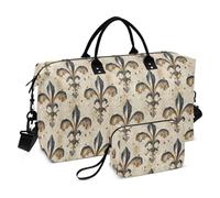 Grand sac de sport à motif fleur de lys avec sangle réglable pour la randonnée, grande capacité