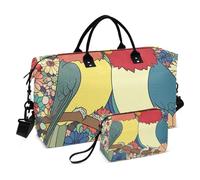 Grand sac de sport avec sangle réglable pour le yoga Motif perroquet Blanc