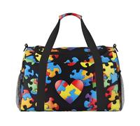 Grand sac de sport de sensibilisation à l'autisme avec bandoulière pour homme et femme - Grand sac de sport avec bandoulière pour voyage, week-end, pêche, chasse, Noir , Taille unique, Sac de voyage