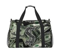 Grand sac de sport de voyage avec inscription « Dollar Sign Money » pour homme et femme avec bandoulière pour voyage, week-end, pêche, chasse, Noir , Taille unique, Sac de voyage