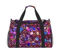 Grand sac de sport de voyage imprimé à paillettes pour homme et femme avec bandoulière pour voyage, week-end, pêche, chasse, Noir , Taille unique, Sac de voyage