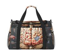Grand sac de sport de voyage imprimé cerveau humain pour homme et femme avec bandoulière pour voyage, week-end, pêche, chasse, Noir , Taille unique, Sac de voyage