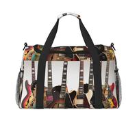 Grand sac de sport de voyage imprimé guitare pour homme et femme avec bandoulière pour voyage, week-end, pêche, chasse, Noir , Taille unique, Sac de voyage