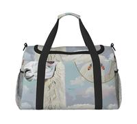 Grand sac de sport de voyage imprimé lama pour homme et femme avec bandoulière pour voyage, week-end, pêche, chasse, Noir , Taille unique, Sac de voyage