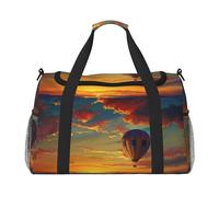 Grand sac de sport de voyage imprimé montgolfière et coucher de soleil pour homme et femme avec bandoulière pour voyage, week-end, pêche, chasse, Noir , Taille unique, Sac de voyage