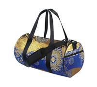 Grand sac de sport imperméable à motif bohème bleu et doré