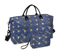 Grand sac de sport imperméable avec motif règles bleues et dorées pour voyage