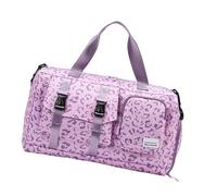 Grand sac de sport imperméable en tissu Oxford avec motif imprimé vache et léopards pour entraînement, voyage, natation, sac de voyage en tissu Oxford imperméable, violet, Beauté de masse