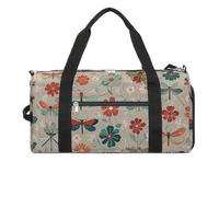 Grand sac de sport imperméable pour homme et femme Motif fleurs et libellules rouges et vertes