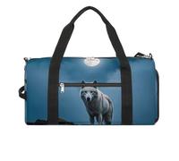 Grand sac de sport imperméable pour homme et femme Motif loup blanc sur le rocher