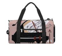 Grand sac de sport imperméable pour homme et femme, motif notes de musique, piano violon, notes de musique, grand sac de sport pour voyage et entraînement