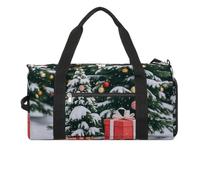 Grand sac de sport imperméable pour homme et femme, motif sapin et boîte cadeau, pour voyage, entraînement