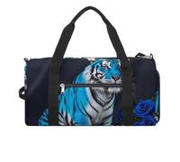 Grand sac de sport imperméable pour homme et femme, motif tigre bleu rose