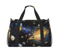 Grand sac de sport imprimé Exploring The Solar System pour homme et femme avec bandoulière pour voyage, week-end, pêche, chasse, Noir , Taille unique, Sac de voyage