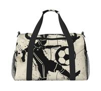 Grand sac de sport imprimé « I Love Soccer » pour homme et femme, sac de sport avec bandoulière pour voyage, week-end, pêche, chasse, Noir , Taille unique, Sac de voyage