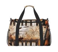 Grand sac de sport imprimé notes de musique piano violon pour homme et femme avec bandoulière pour voyage, week-end, pêche, chasse, Noir , Taille unique, Sac de voyage