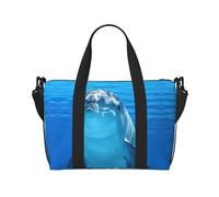 Grand sac de sport léger de 40,6 cm, motif dauphin avec un sourire, sac de sport, sac d'hôpital pour maman, Noir , Taille unique