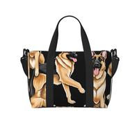 Grand sac de sport, léger, pliable, imprimé, sac de week-end, sac de voyage, sac de nuit, pour gym, sport, yoga, femme, berger allemand, noir, taille unique, Noir , Taille unique