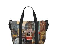 Grand sac de sport, léger, pliable, imprimé, sac de week-end, sac de voyage, sac de voyage, sac de nuit, pour gym, sport, yoga, femme, san francisco, noir, taille unique, Noir , Taille unique