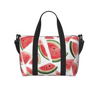 Grand sac de sport, léger, pliable, imprimé, sac de week-end, sac de voyage, sac de voyage, sac de nuit, pour gym, sport, yoga, femme, pastèque, fruits frais, noir, taille unique, Noir , Taille unique