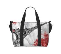 Grand sac de sport, léger, pliable, imprimé, sac de week-end, sac de voyage, sac de voyage, sac de nuit, pour gym, sport, yoga, femme, Paris, noir, taille unique, Noir , Taille unique