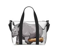 Grand sac de sport, léger, pliable, imprimé, sac de week-end, sac de voyage, sac de voyage, sac de nuit, pour gym, sport, yoga, femme, rhinocéros animal, rhinocéros, taille unique, Animal Rhino,