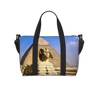 Grand sac de sport, léger, pliable, imprimé, sac de week-end, sac de voyage, sac de voyage, sac de nuit, pour gym, sport, yoga, femme, pyramides d'Égypte, noir, taille unique, Noir , Taille unique