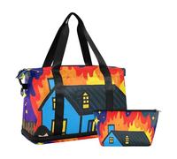 Grand sac de sport pliable avec inscription « I Sleep When House Is on Fire » avec trousse de toilette pour le sport, Je dors quand la maison est en feu, 1 size