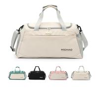Grand sac de sport pour femme, sac de voyage, sac de sport, sac de natation, sac de fitness, 52 x 24 x 27 cm, week-end, séjour à l'hôpital, XL, blanc, Sac de gym humide et sec qui peut être accroché