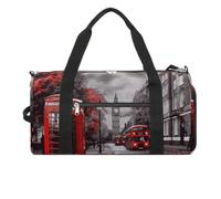 Grand sac de sport rouge London Street pour homme et femme - Grand sac de voyage avec compartiment à chaussures pour l'entraînement, style, taille unique, Style :, Taille unique