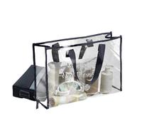 Grand sac de sport transparent, sac de sport transparent - sac transparent - fourre-tout imperméable en PVC, grande plage transparent, transparent avec bandoulière longue pour articles, Noir , Fare