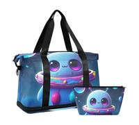 Grand sac de transport avec sangle réglable pour le yoga - Motif Aliens - Bleu, Dessin animé mignon Aliens bleu, 1 size