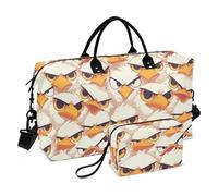 Grand sac de transport décoratif avec motif oiseau de dessin animé blanc jaune avec trousse de toilette pour voyages d'affaires imperméable