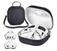 Grand sac de transport rigide compatible avec Meta Quest 3S/Quest 3 officiel / Elite Strap VR casque de jeu portable Travel Vision Pro Case pour accessoires de manette tactile (noir)