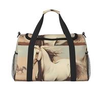 Grand sac de voyage à main avec imprimé cheval blanc cabré, sac fourre-tout imperméable pour femme, sac de sport, gym pour homme