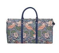 Grand Sac de Voyage à Motif Floral Motif Voleur de Fraises, Sac de Voyage élégant pour la Nuit et Le Week-End, spacieux et Durable, inspiré de William Morris (Strawberry Thief Blue, BHOLD-STBL)