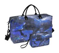 Grand sac de voyage avec trousse de toilette pour voyage - Multifonctionnel - Motif cheval au galop - Bleu