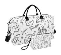 Grand sac de voyage blanc Happy Halloween avec sangle réglable pour le yoga, Happy Halloween blanc, 1 size