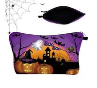 Grand Sac de Voyage de Maquillage, Sac de Voyage cosmétique | Sac de cosmétiques d'halloween imprimé | Étui cosmétique Multifonctionnel avec Fermeture à glissière pour pinceaux de