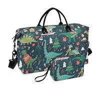 Grand sac de voyage dinosaure Noël Happy New Year Weekender Sac avec trousse de toilette Sac de sport Sac de sport pour randonnée trekking Grande capacité, Dinosaure Noël Happy New Year, 1 Size