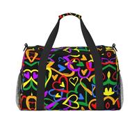 Grand sac de voyage en toile avec imprimé arc-en-ciel Gay Pride pour femme, noir, One Size