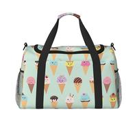 Grand sac de voyage en toile avec imprimé cônes de glace pour femme, noir, One Size