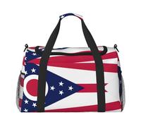 Grand sac de voyage en toile avec imprimé drapeau de l'État de l'Ohio pour femme, noir, One Size