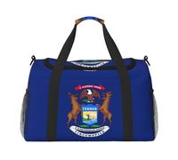 Grand sac de voyage en toile avec imprimé drapeau de l'État du Michigan pour femme, noir, One Size